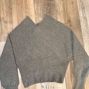 Gray Ribbed Knit Sweater